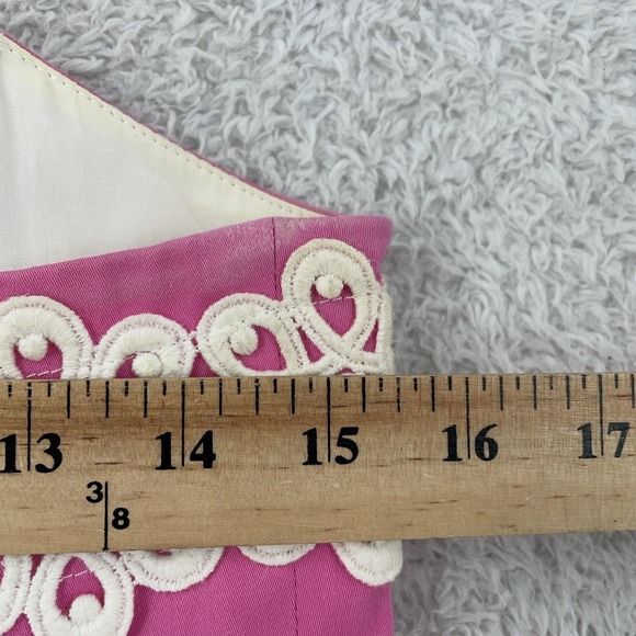Lilly Pulitzer Dress Womens 8 Pink Strapless Lace Trim A-Line‎ Fit Flare Eyelet - Picture 5 of 9